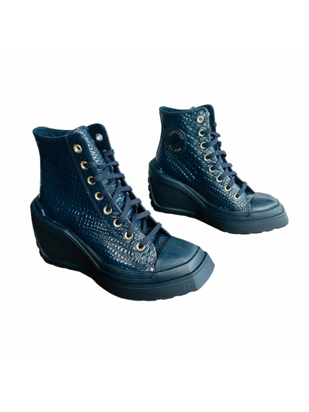✨Converse Chuck 70 De Luxe Wedge Platform Leather Sz 6 Women Shoes Blue A10037C - Picture 2 of 9